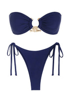 Colorful ring bandeau bikini from 64b136-1e swimwear collection, featuring a sleek strapless design in multiple vibrant colors.