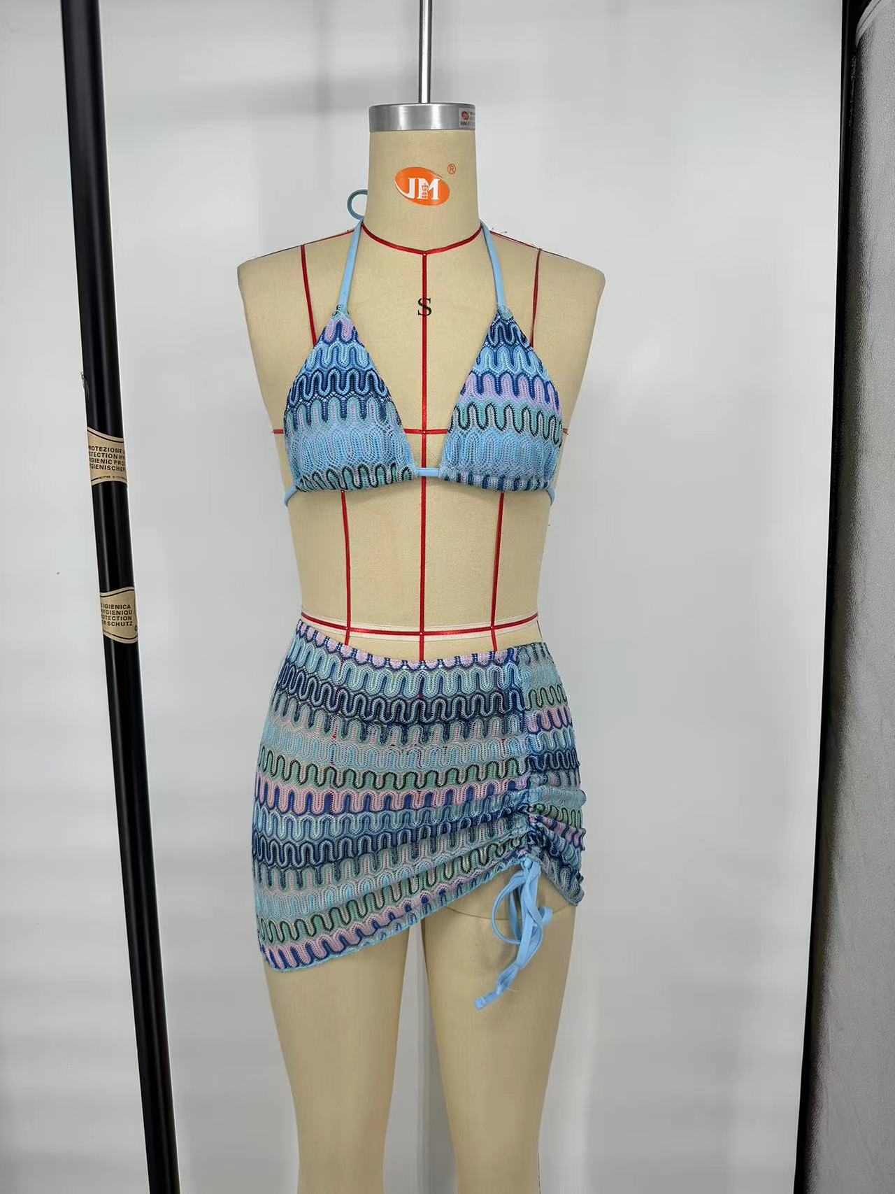 Zigzag 3 Piece boho bikini set - multiple colors available
