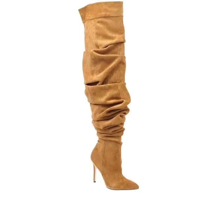Paloma Suede Pleated Pointed Boots