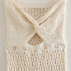 Hollow mesh knit dress by 64b136-1e featuring a stylish, semi-sheer design with long sleeves and a fitted silhouette.