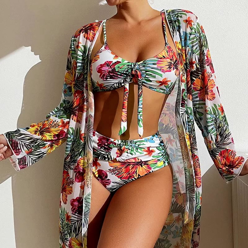 3 Piece High Waist Bikini Set
