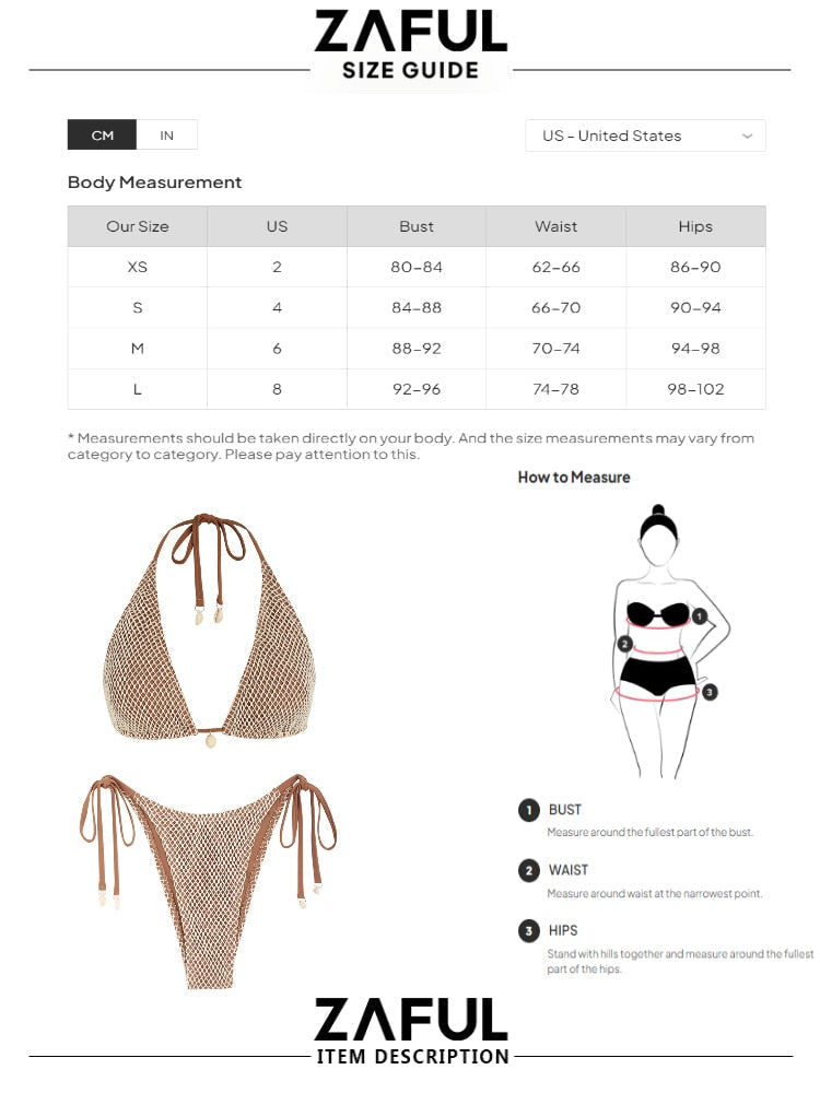 Contrast Fishnet Bikini set