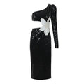 Midnight Blossom Asymmetrical Dress