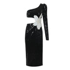 Midnight Blossom Asymmetrical Dress