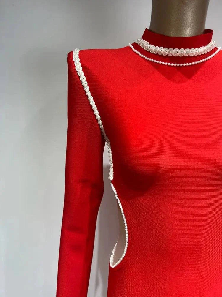 Scarlet Envy Turtleneck Midi Bodycon Dress