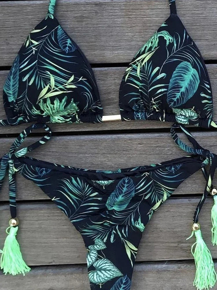 Boho Tassel Bottom Bikinis - multiple prints