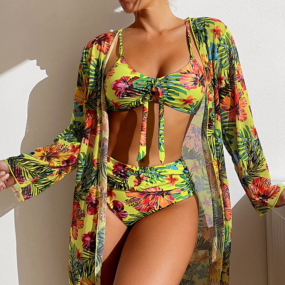 3 Piece High Waist Bikini Set