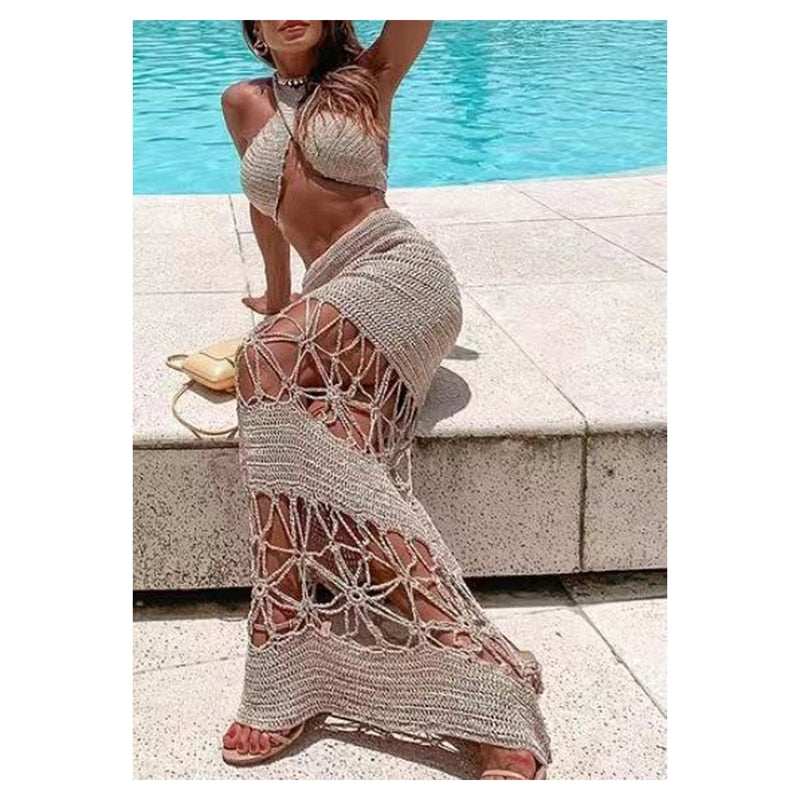 Crochet Crossed Top & skirt set