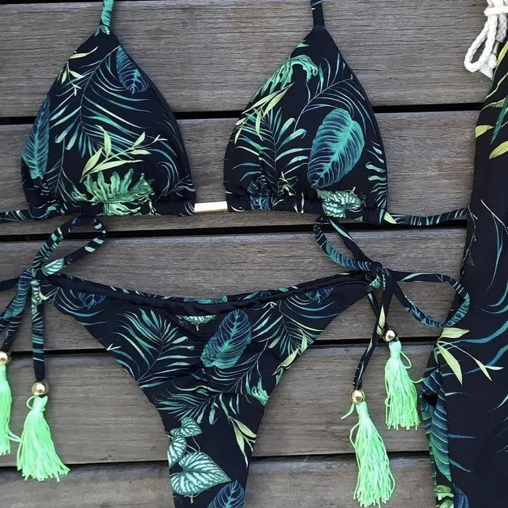 Boho Tassel Bottom Bikinis - multiple prints