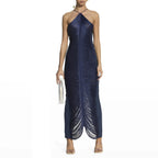 Backless tassel maxi dress by 64b136-1e, flowing fabric, stylish backless design, and elegant tassel details in a full-length view.