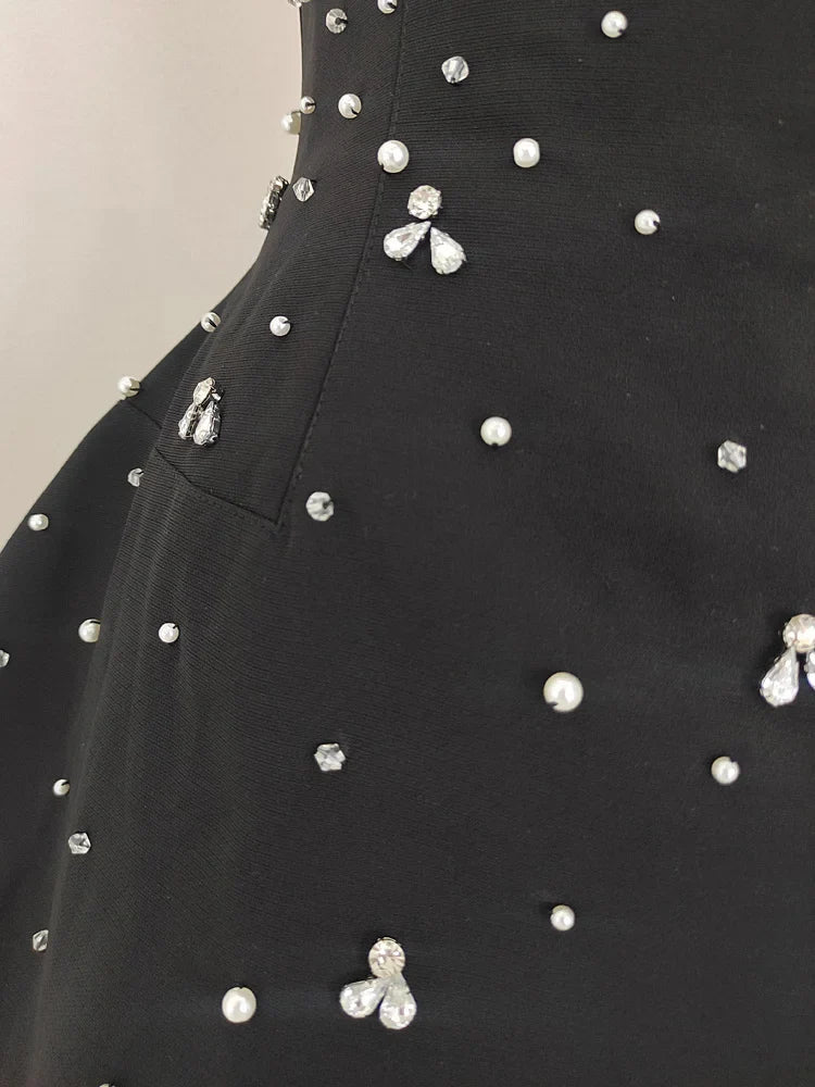 Parisian Glam Diamond-Spliced Mini Dress