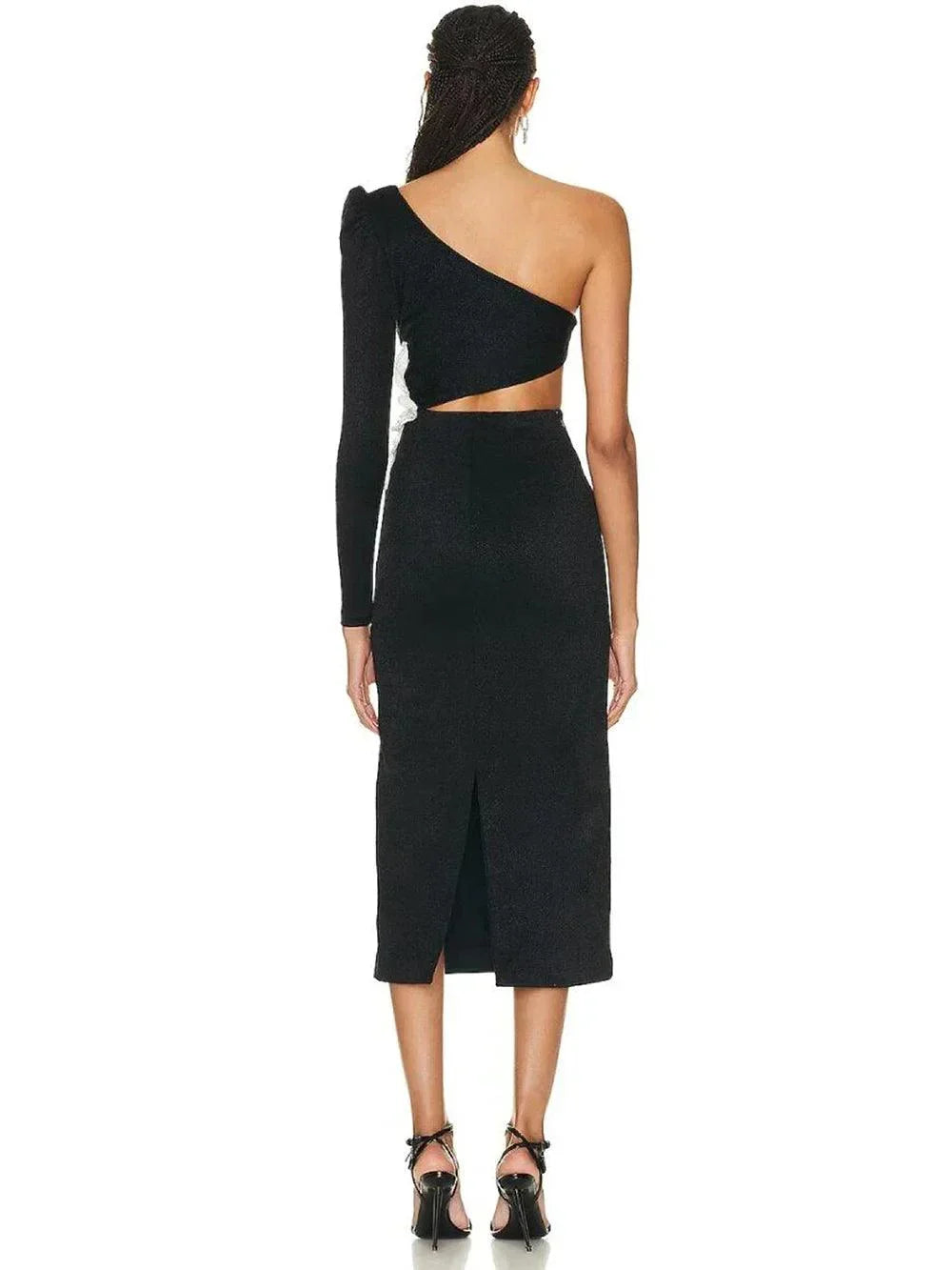 Midnight Blossom Asymmetrical Dress