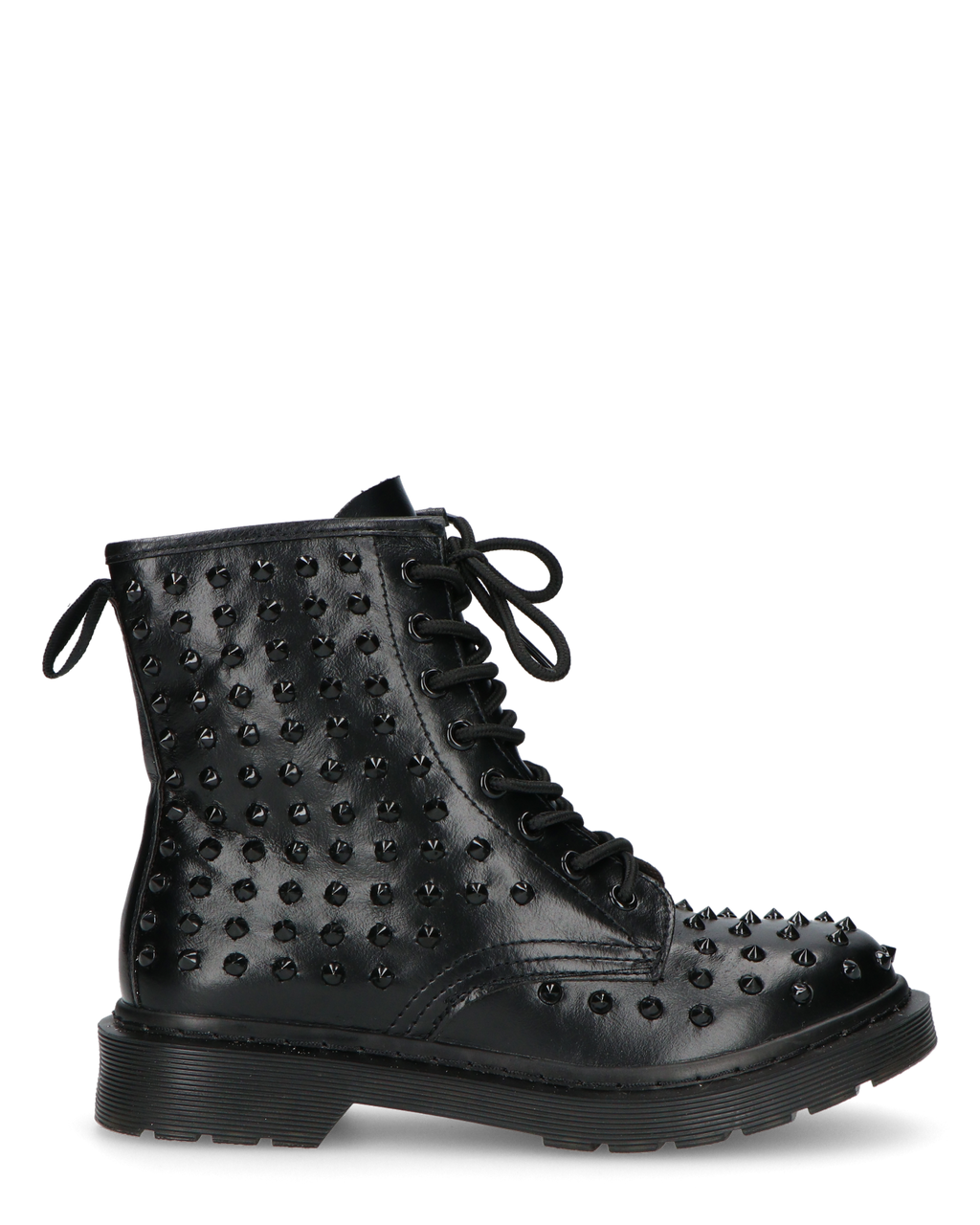 TATY - stivaletti stringati neri con borchie metalliche