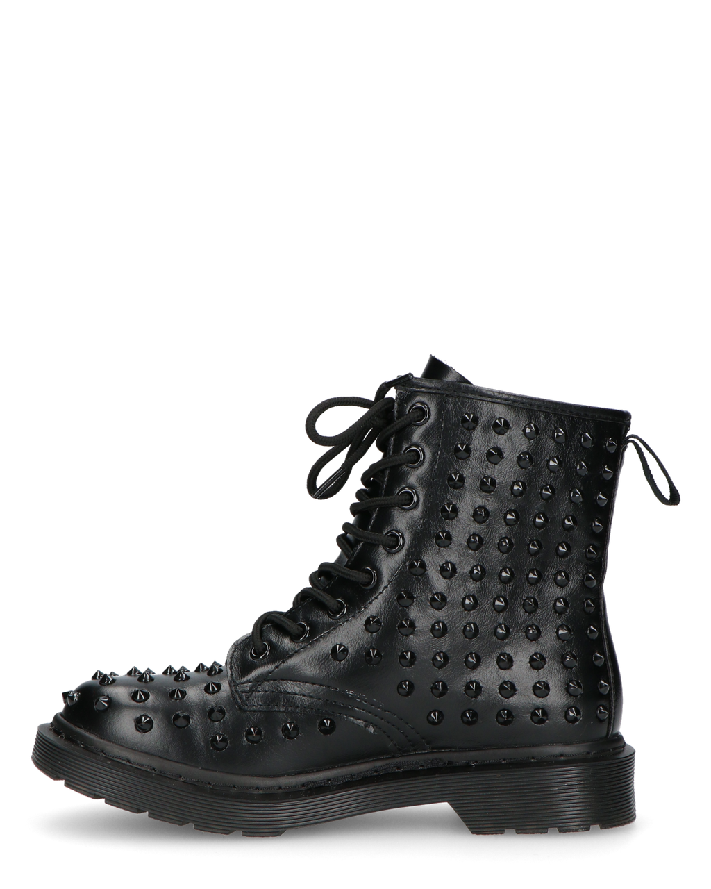 TATY - stivaletti stringati neri con borchie metalliche