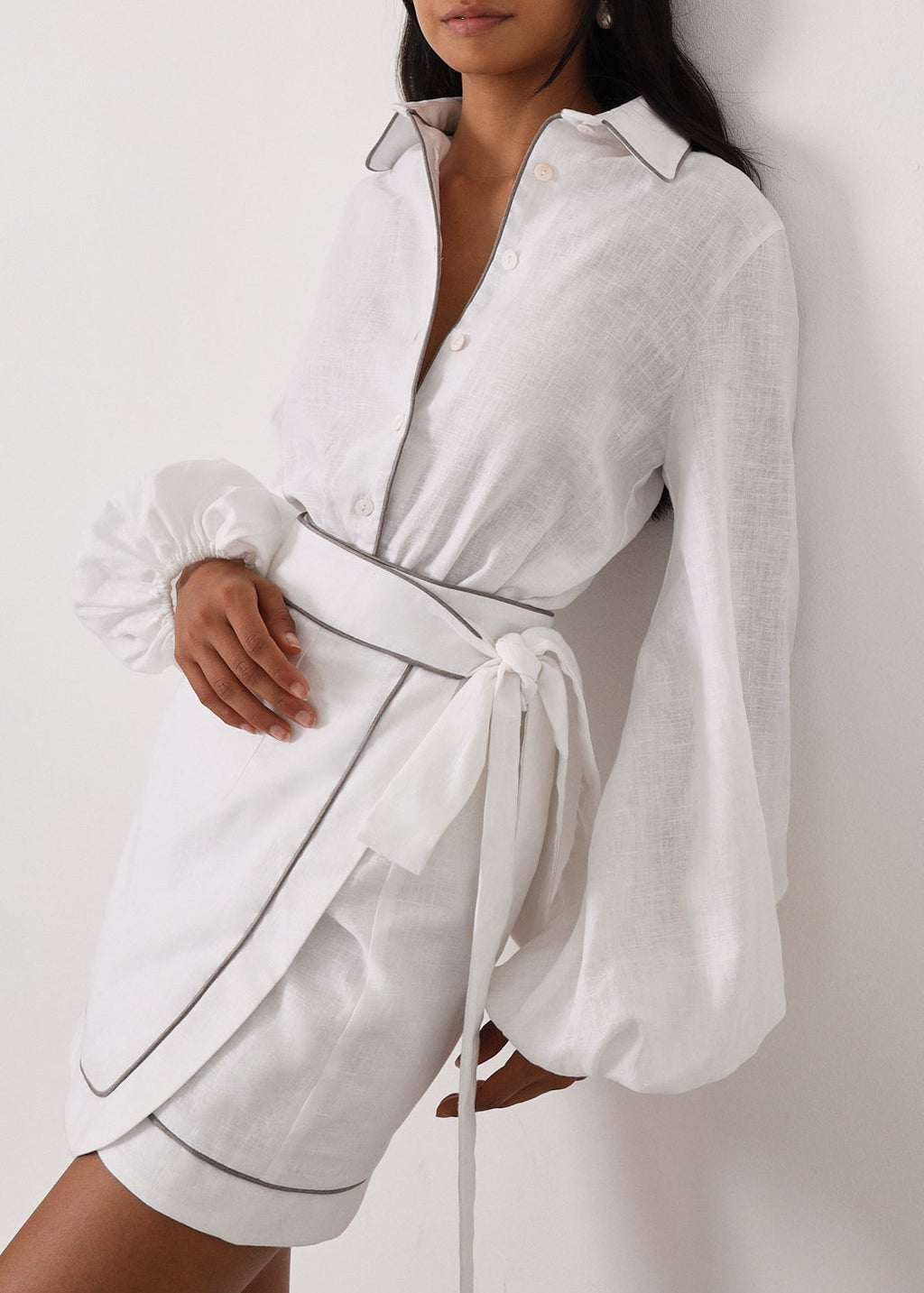 Morgan Elevated Linen Set | White/Taupe