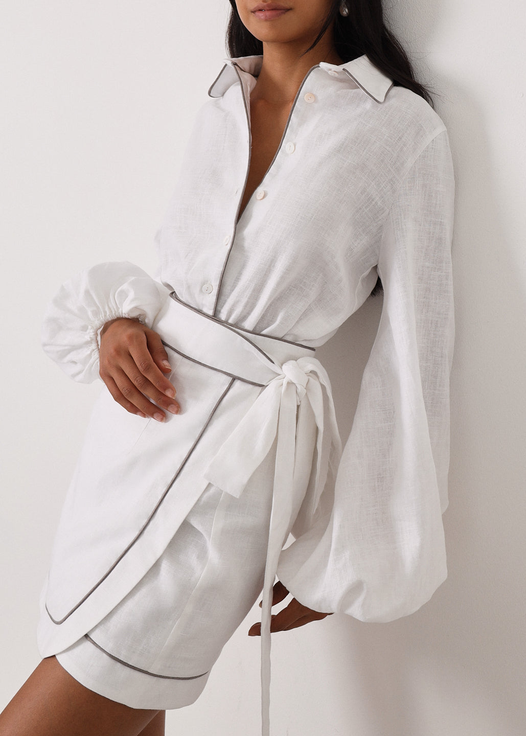 Morgan Elevated Linen Set | White/Taupe