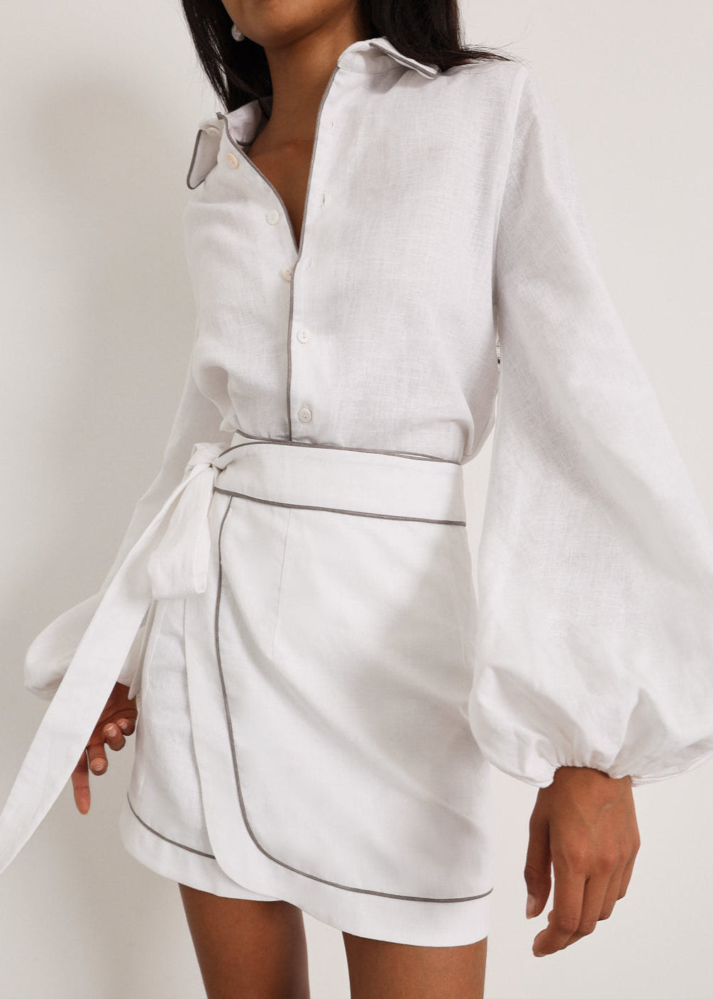 Morgan Elevated Linen Set | White/Taupe