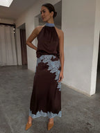 Chocolate Blue Lace Outfit Set