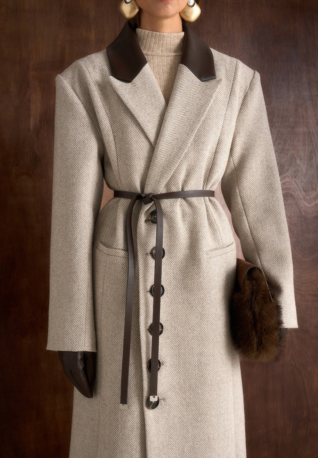 Anissa - Oversized Coat with Leather Belt