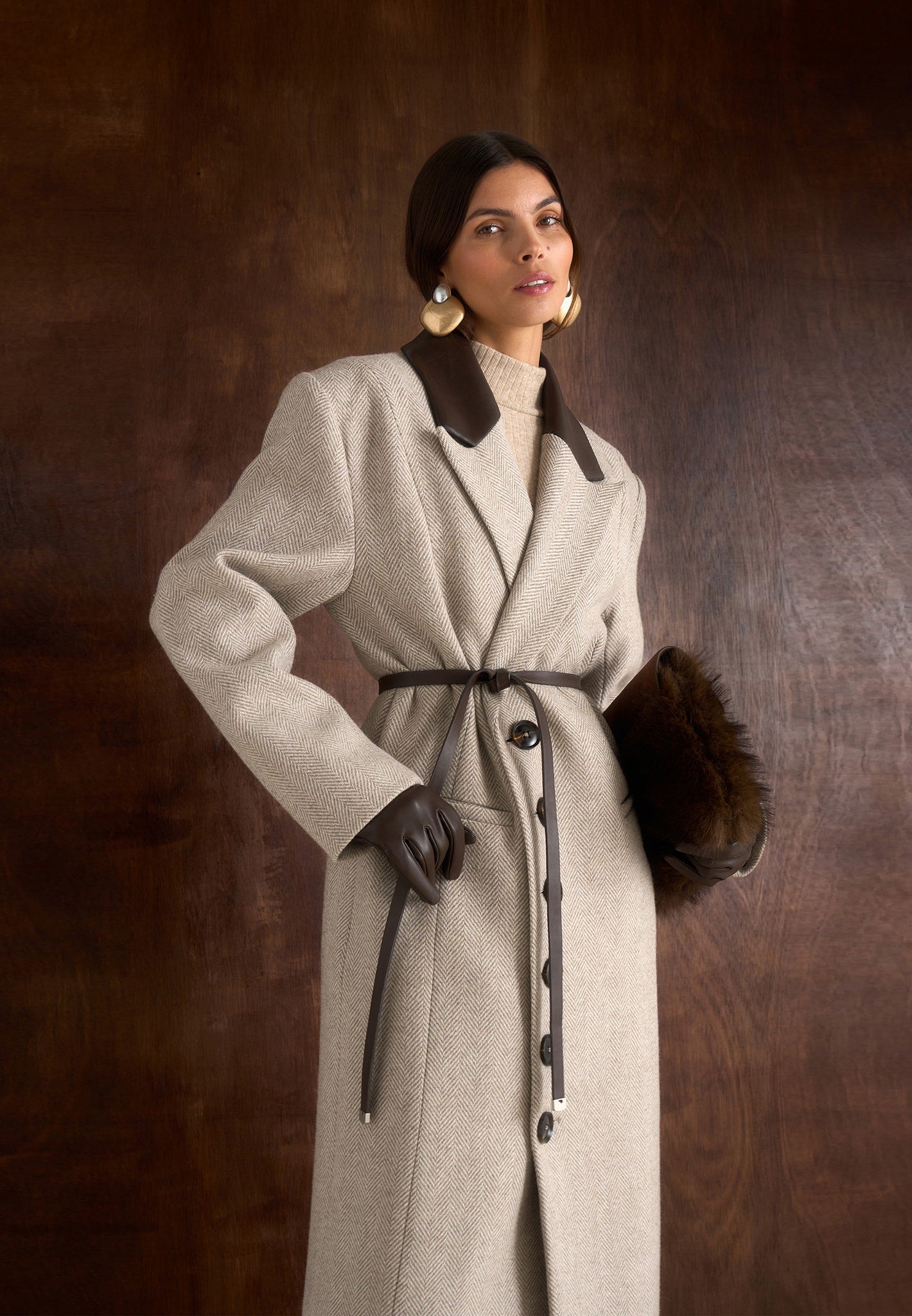 Anissa - Oversized Coat with Leather Belt