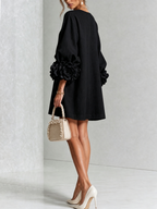 Floral Button-down Linen Blend Mini Dress With Striking Floral Cuffs