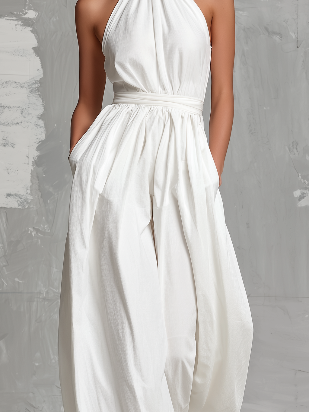 White Halter Jumpsuit