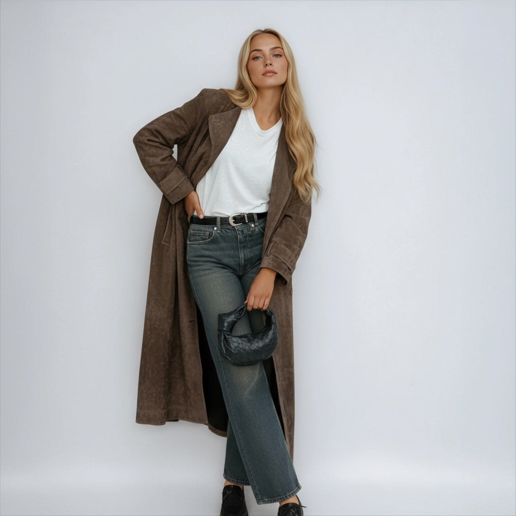 Emery Faux Suede Trench Coat