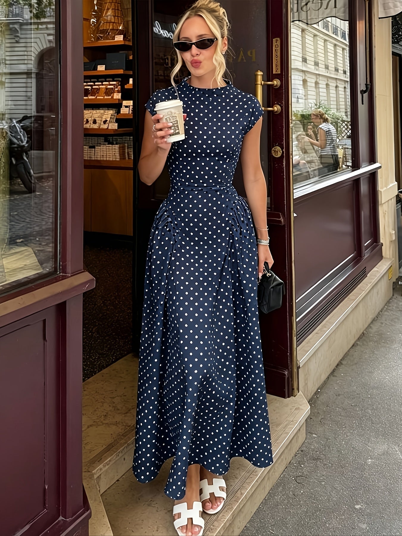 Polka Dot A-Line Maxi Dress