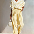 Chic Blue Stripe Mesh VNeck Summer CoverUp Blouse