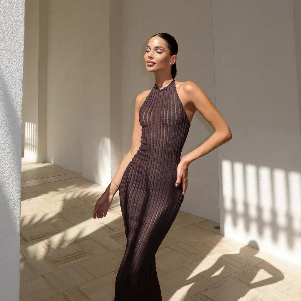 Aarti Knitted Halter Maxi Dress