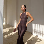 Aarti Knitted Halter Maxi Dress