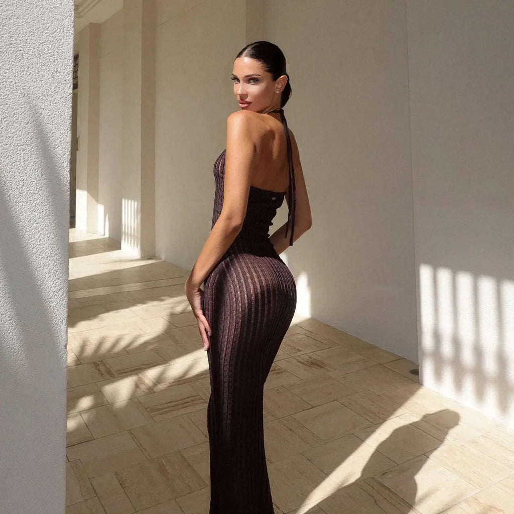 Aarti Knitted Halter Maxi Dress