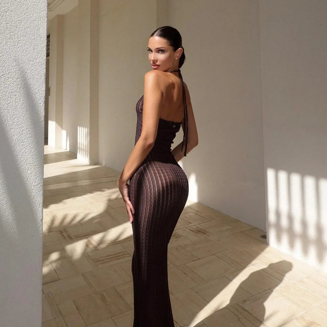 Aarti Knitted Halter Maxi Dress