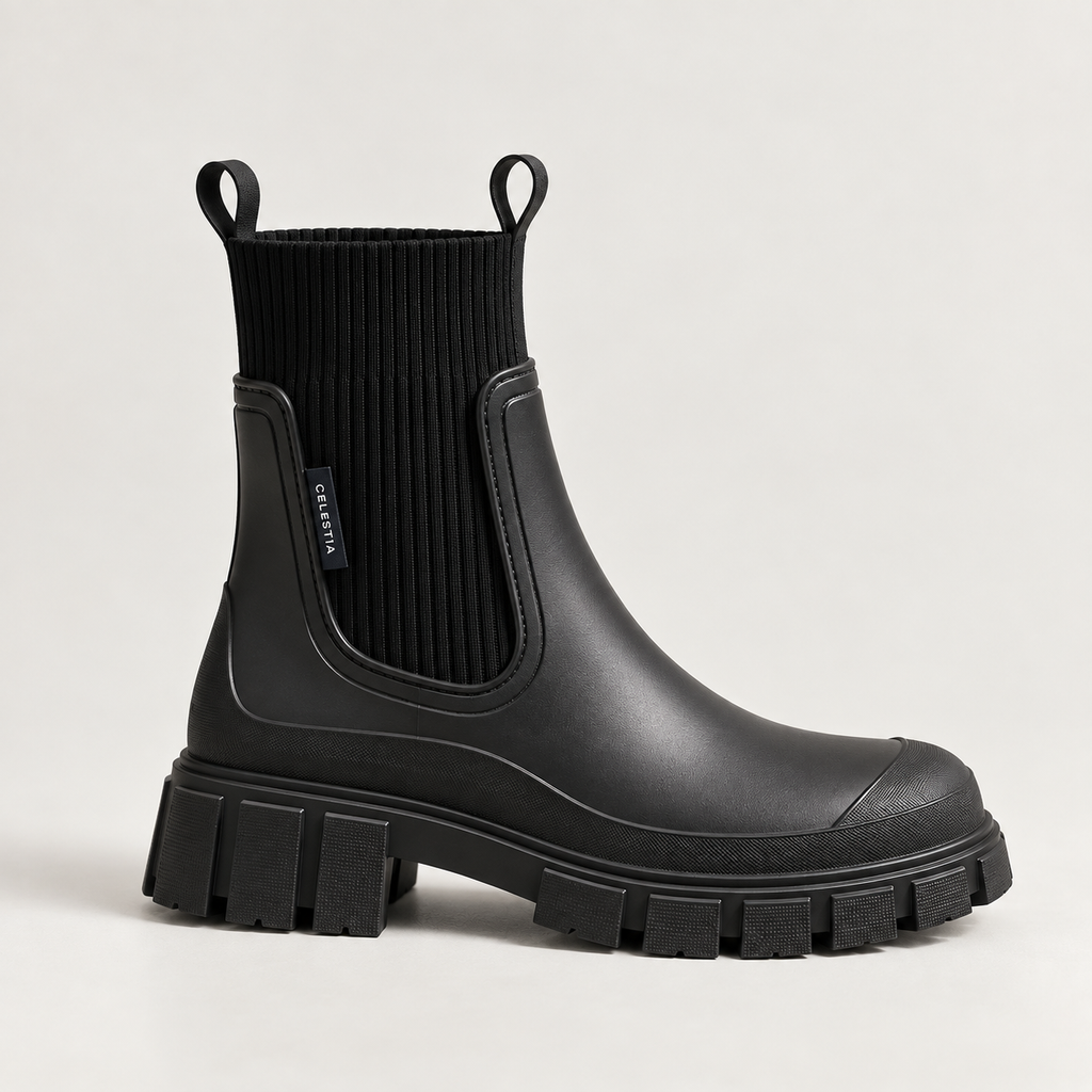 Therese | Waterproof Chelsea Rain Boots Black