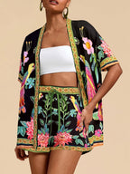 Tropical Breeze short sleeve top and shorts set by 64b136-1e, featuring vibrant tropical print and comfortable fit.