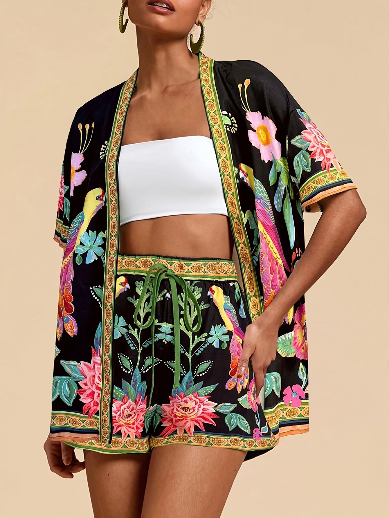 Tropical Breeze Short Sleeve Top  Shorts Set