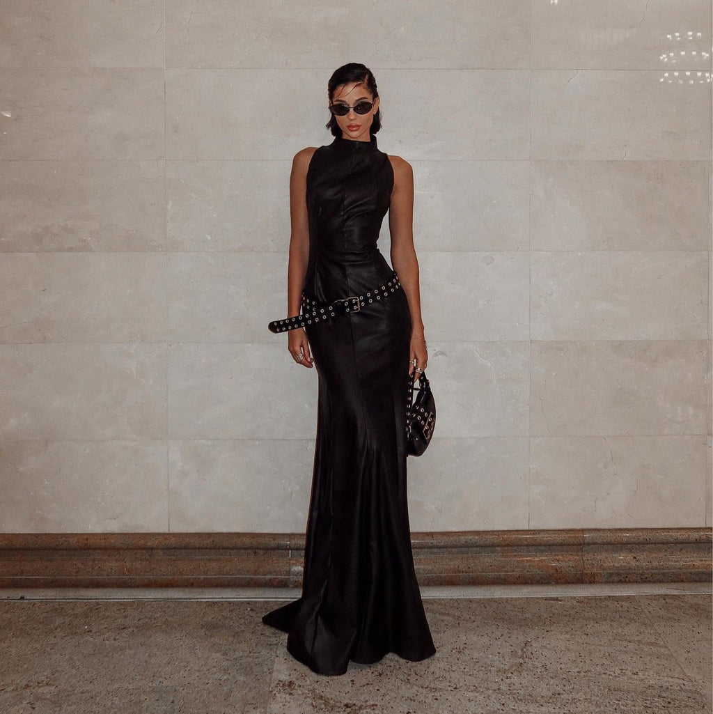 Adrenaline Rush Faux Leather Maxi Dress