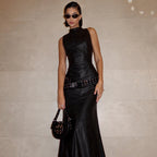Adrenaline Rush Faux Leather Maxi Dress