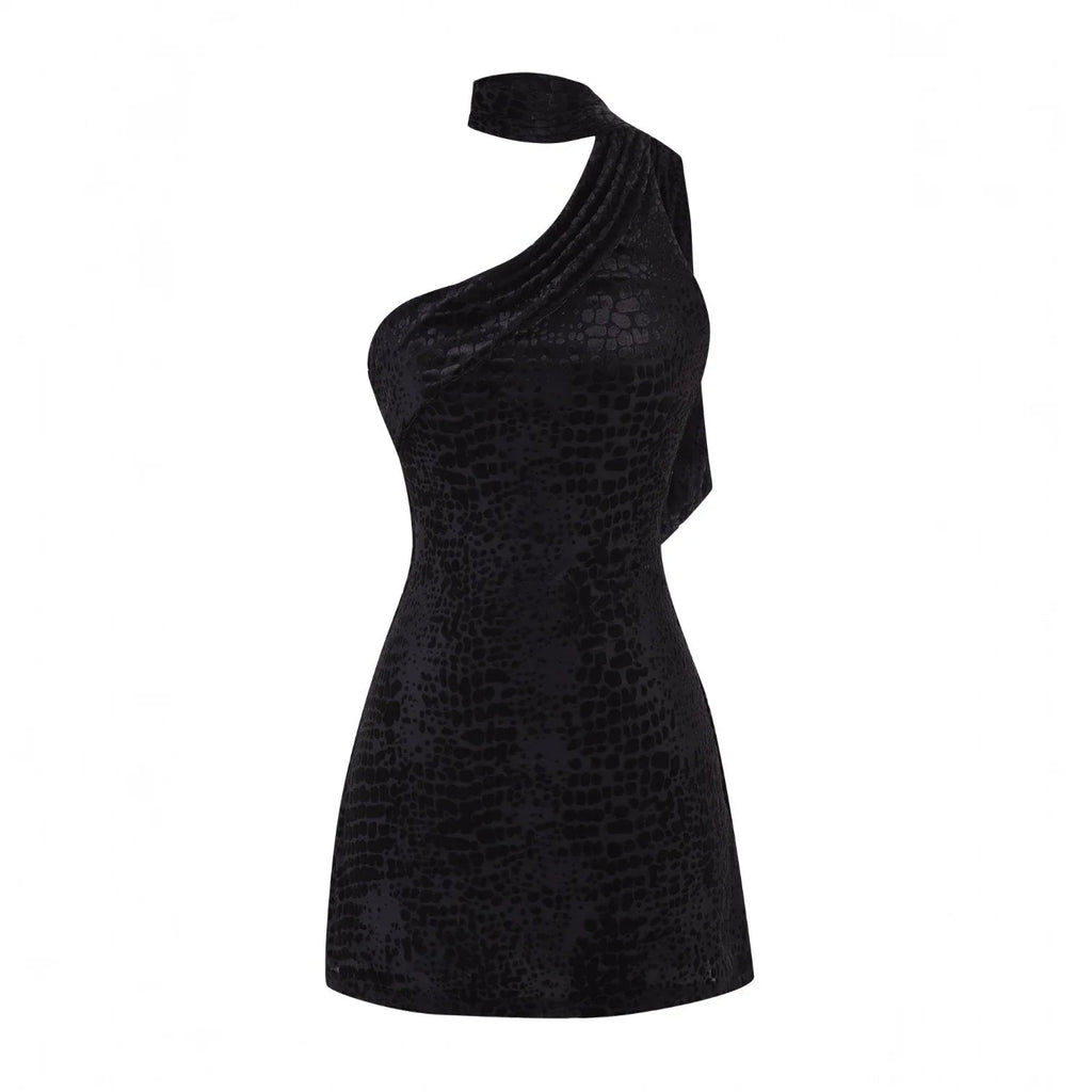 Adriana Velvet Mini Dress With Scarf Detail