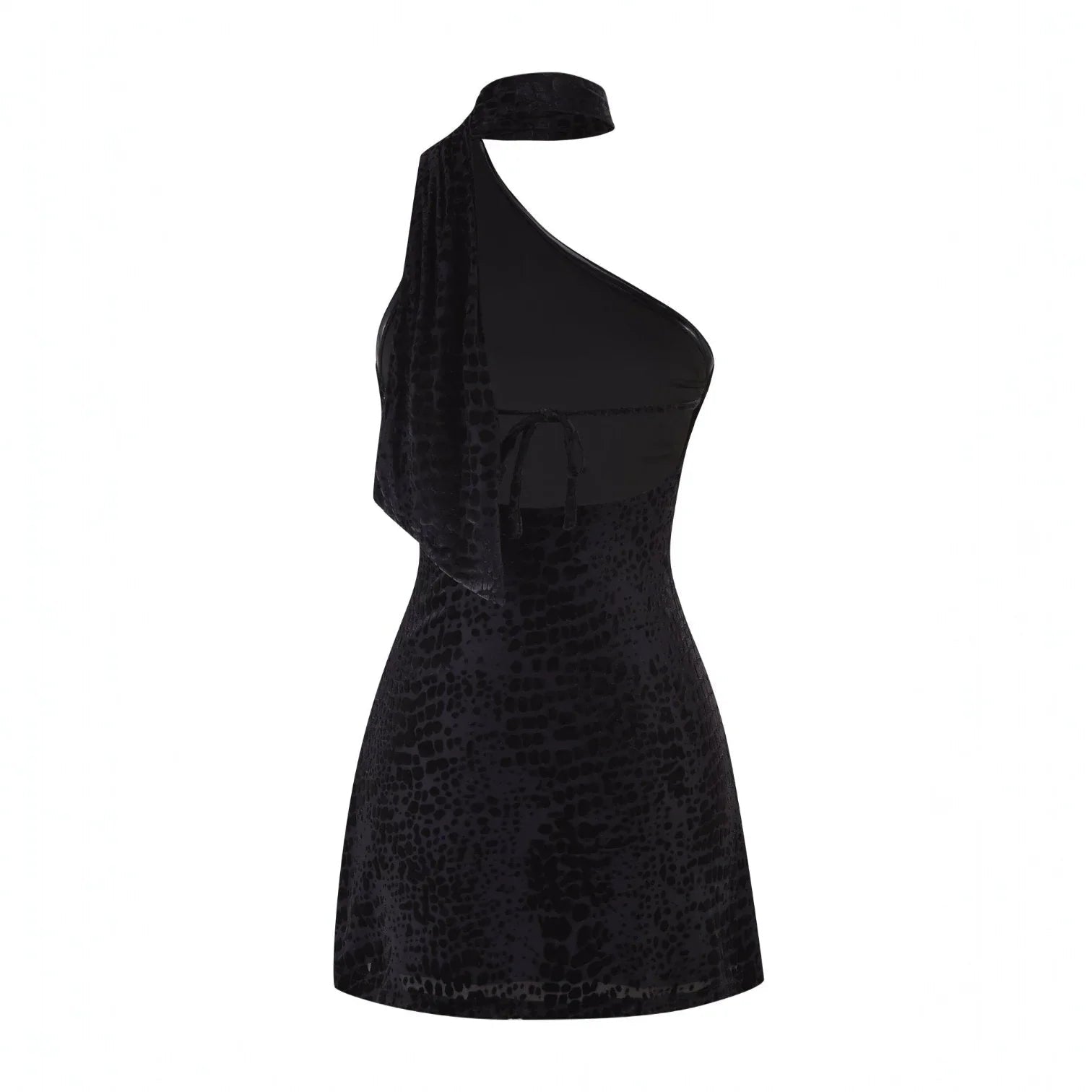 Adriana Velvet Mini Dress With Scarf Detail