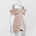 Agata Pink Satin Evening Mini Dress