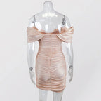 Agata Pink Satin Evening Mini Dress