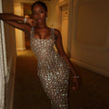 Anabella Crystal Mesh Handmade Maxi Dress