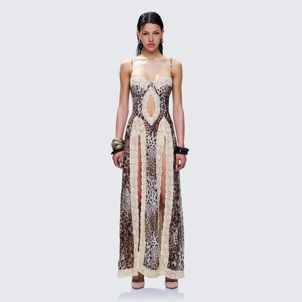 Angelis Leopard Print Maxi Dress