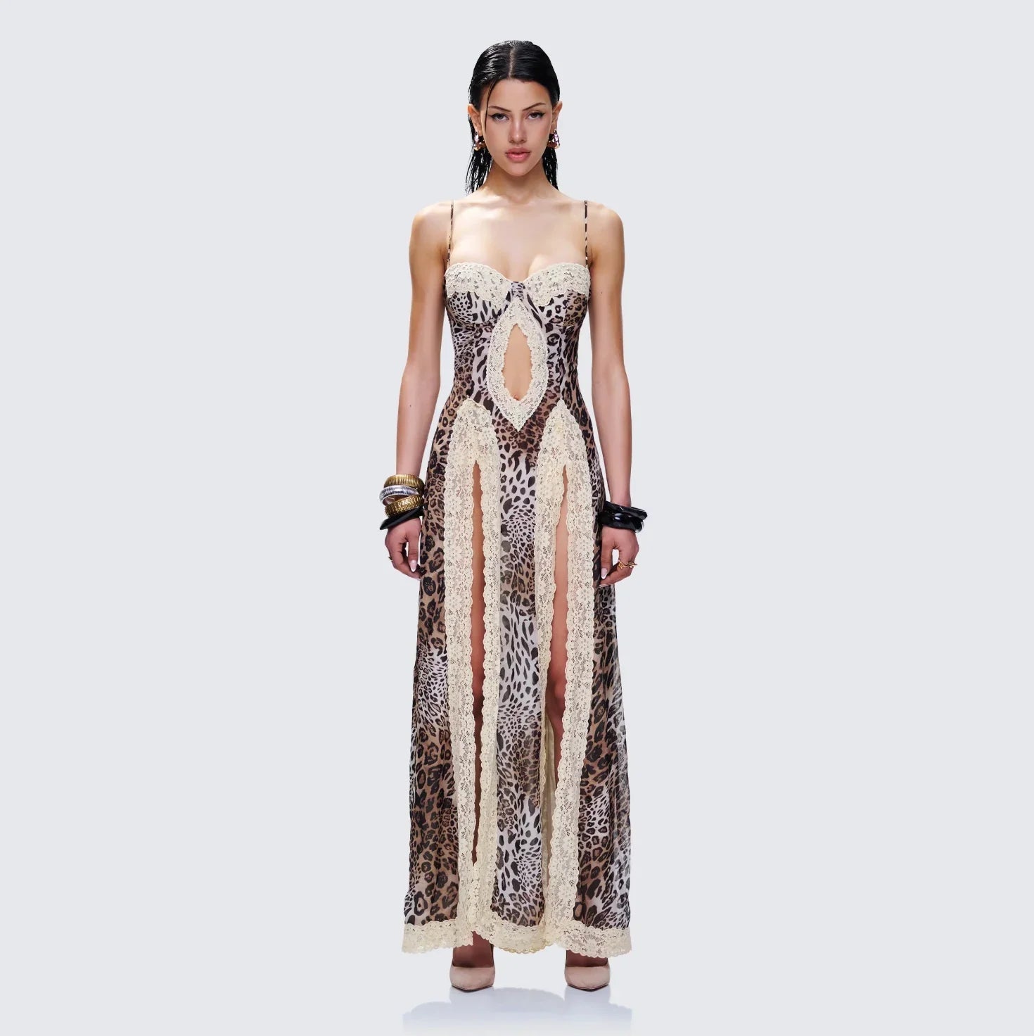 Angelis Leopard Print Maxi Dress