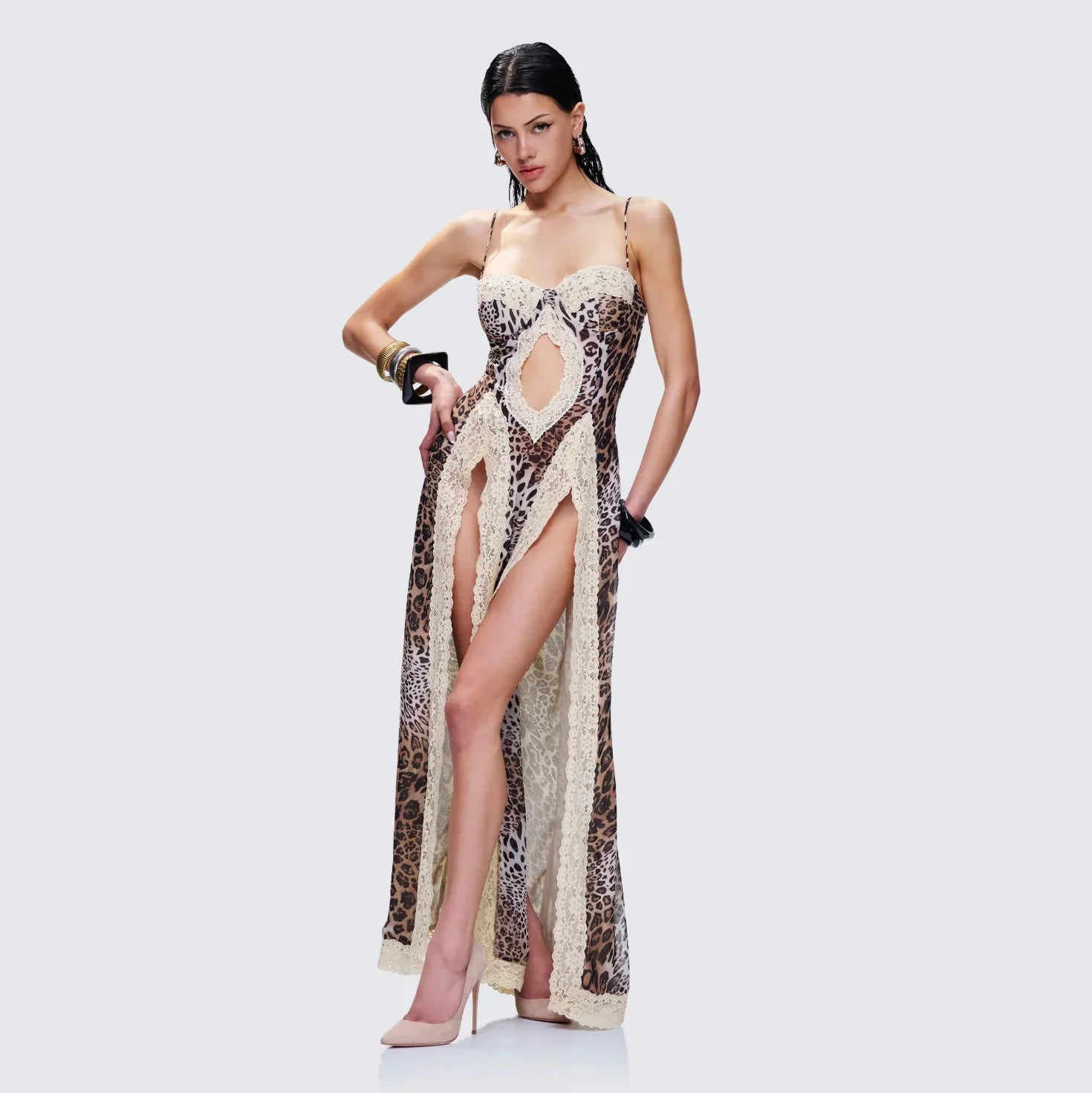 Angelis Leopard Print Maxi Dress