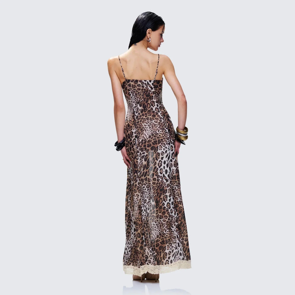 Angelis Leopard Print Maxi Dress