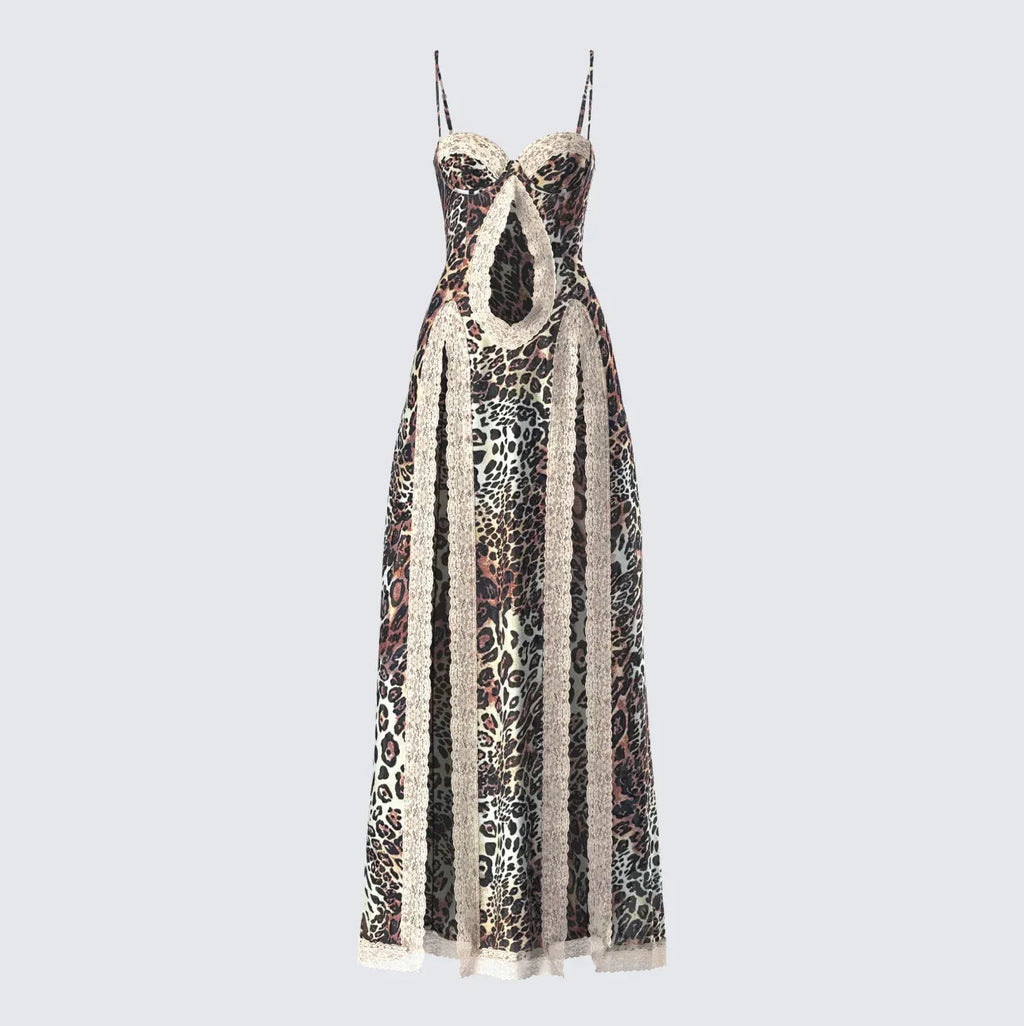 Angelis Leopard Print Maxi Dress