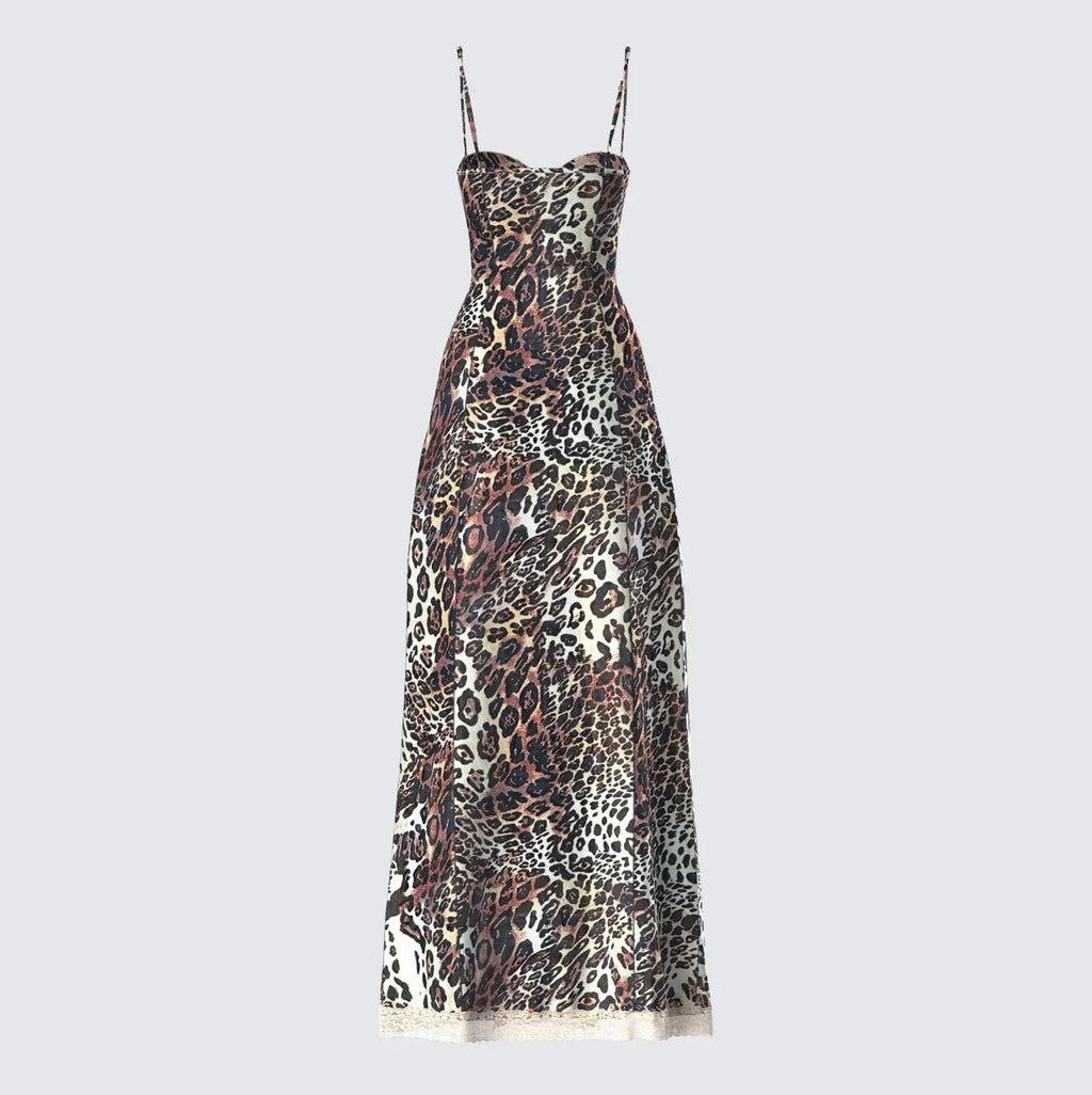 Angelis Leopard Print Maxi Dress