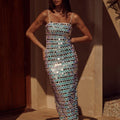 Ariel's Embrace White Sequined Midi Dress